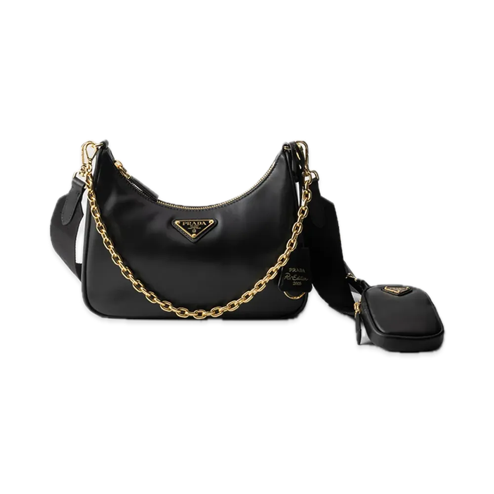 PRADA Re-Edition 2005 Leather Bag "Black"