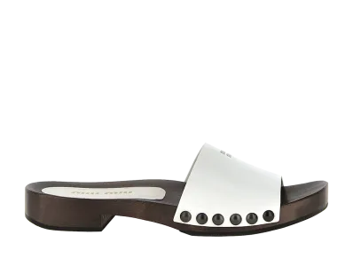 MIU MIU Women's Patent Leather Clogs "White"