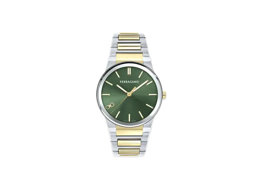 Salvatore Ferragamo Ferragamo Sapphire Watch "Steel/Yellow Gold/Green"