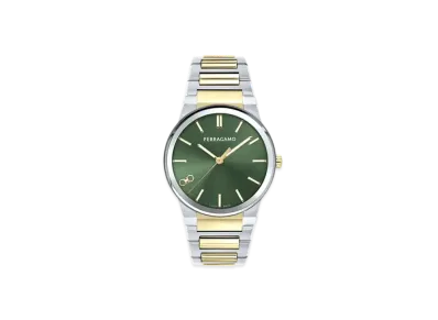 Salvatore Ferragamo Ferragamo Sapphire Watch "Steel/Yellow Gold/Green"