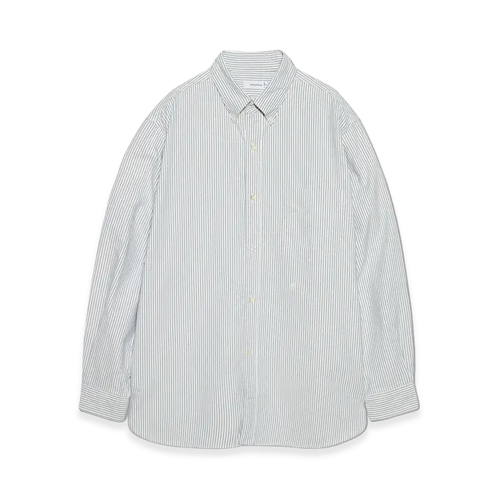 nanamica Button Down Stripe Wind Shirt "Navy"