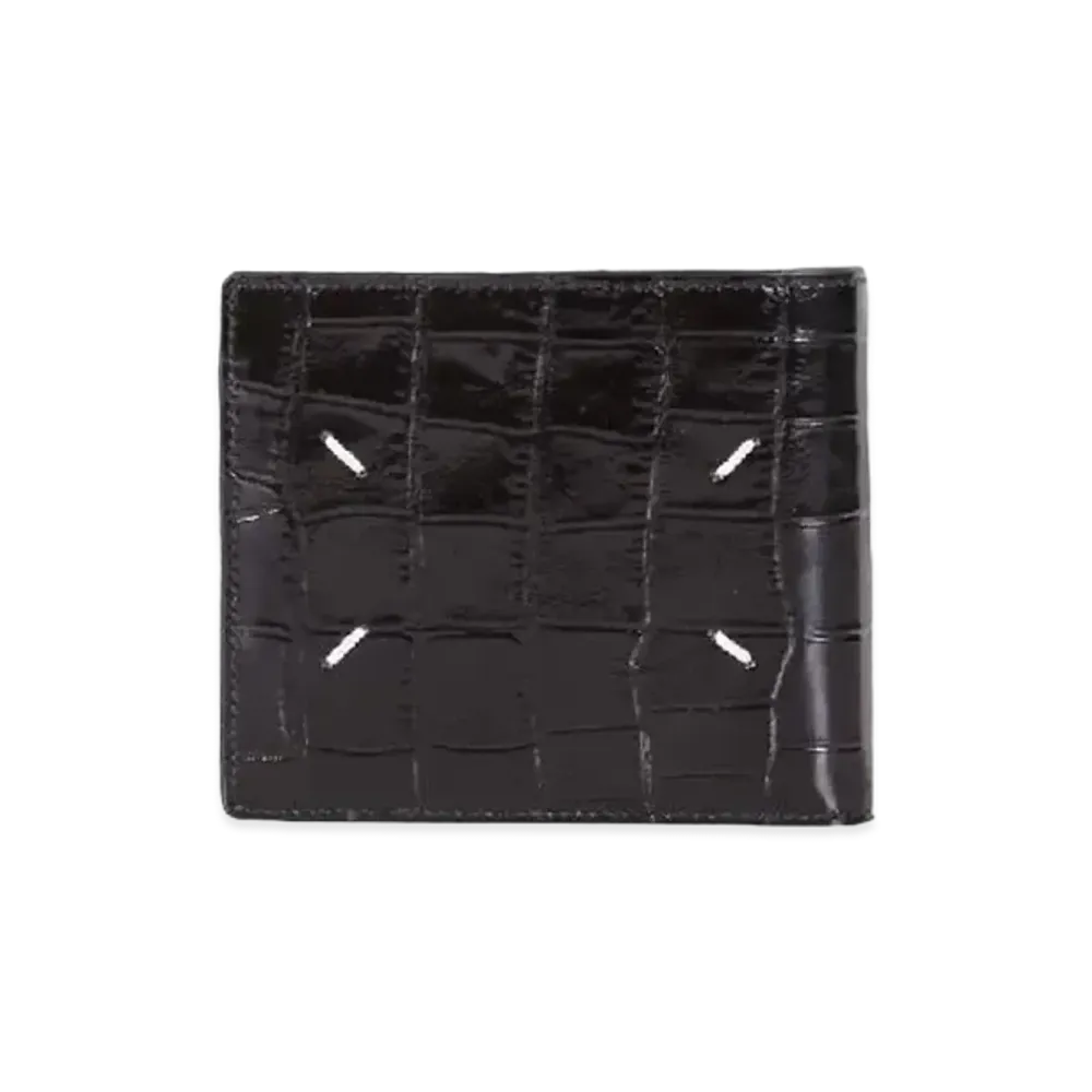 Maison Margiela Bovine Leather Crocodile Print Bi-fold Wallet "Black"