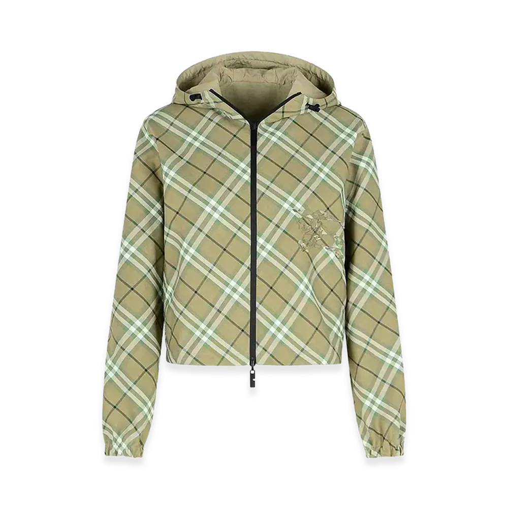 Burberry Women's Embroidered Polyester Reversible Hooded Jacket "Green"
