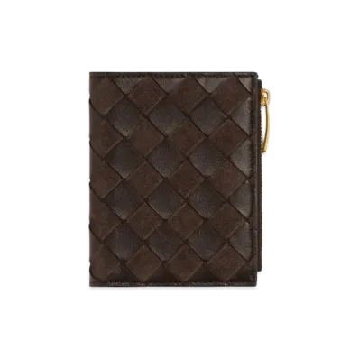 Bottega Veneta Intrecciato Small Bi-Fold Wallet "Fondente"
