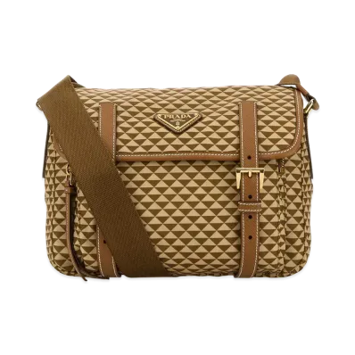 PRADA Women's Printed Re-Nylon Crossbody Bag "Camel"
