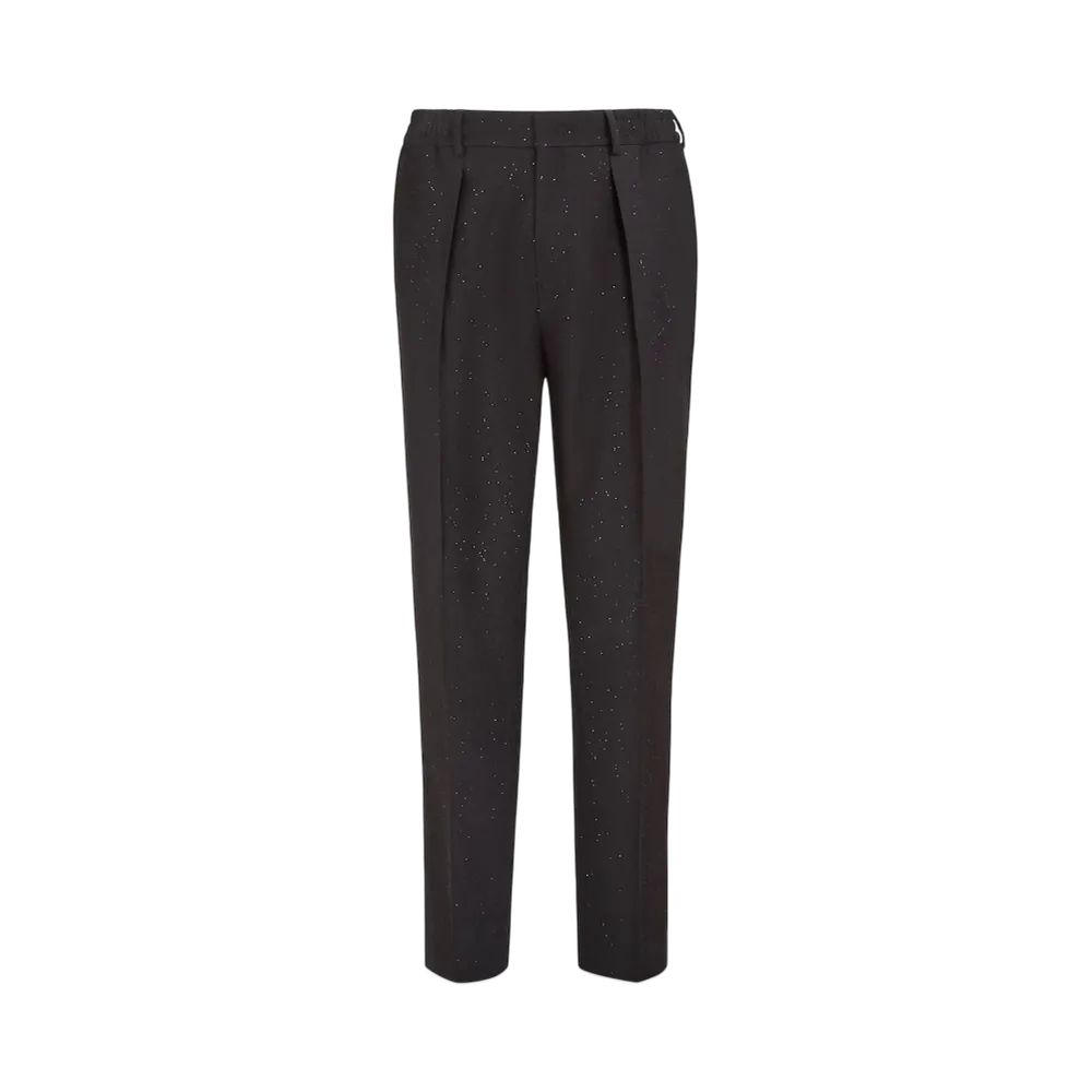 FENDI Men's Wool and Sequin Pants "Black"