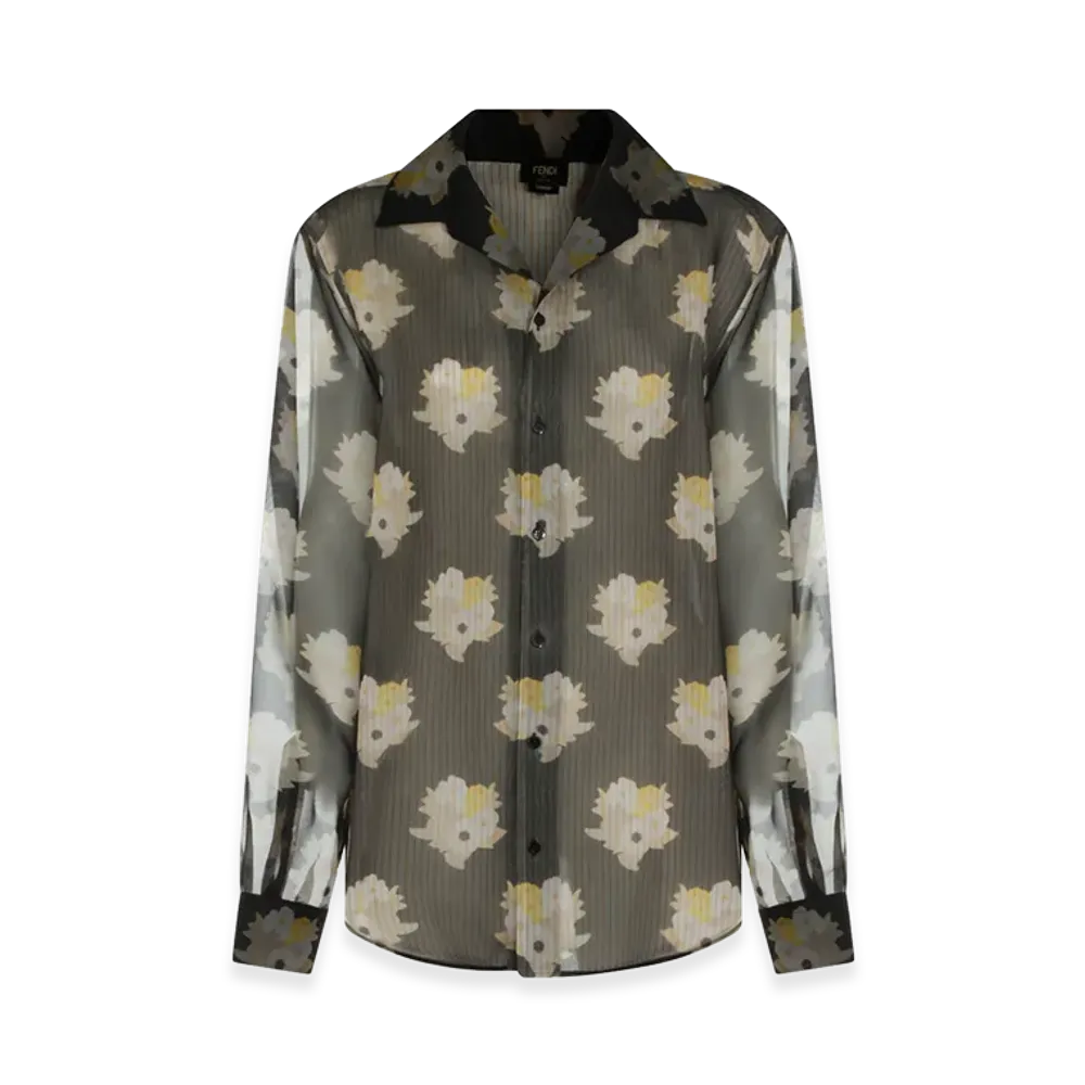 FENDI Adv Look 77 Organza Flower Print Bouqet Shirt "Multicolor"