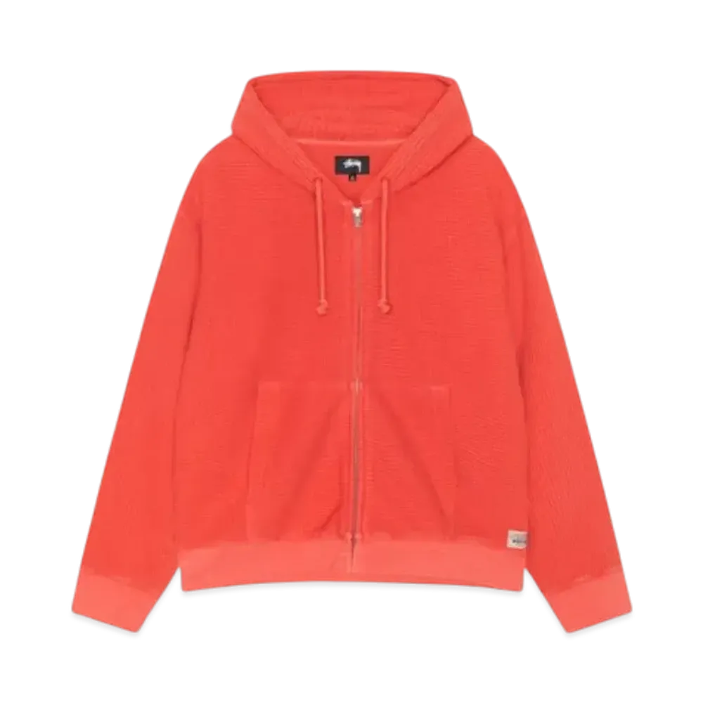 Stussy Double Layer Waffle Zip Hoodie "Red"