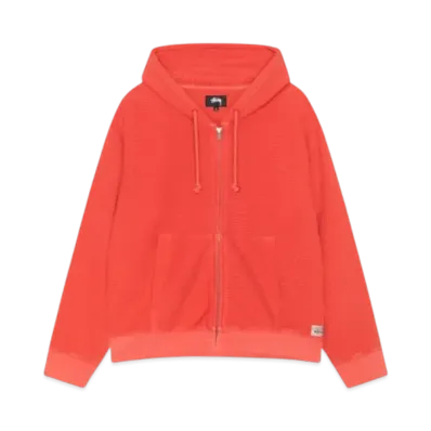 Stussy Double Layer Waffle Zip Hoodie "Red"
