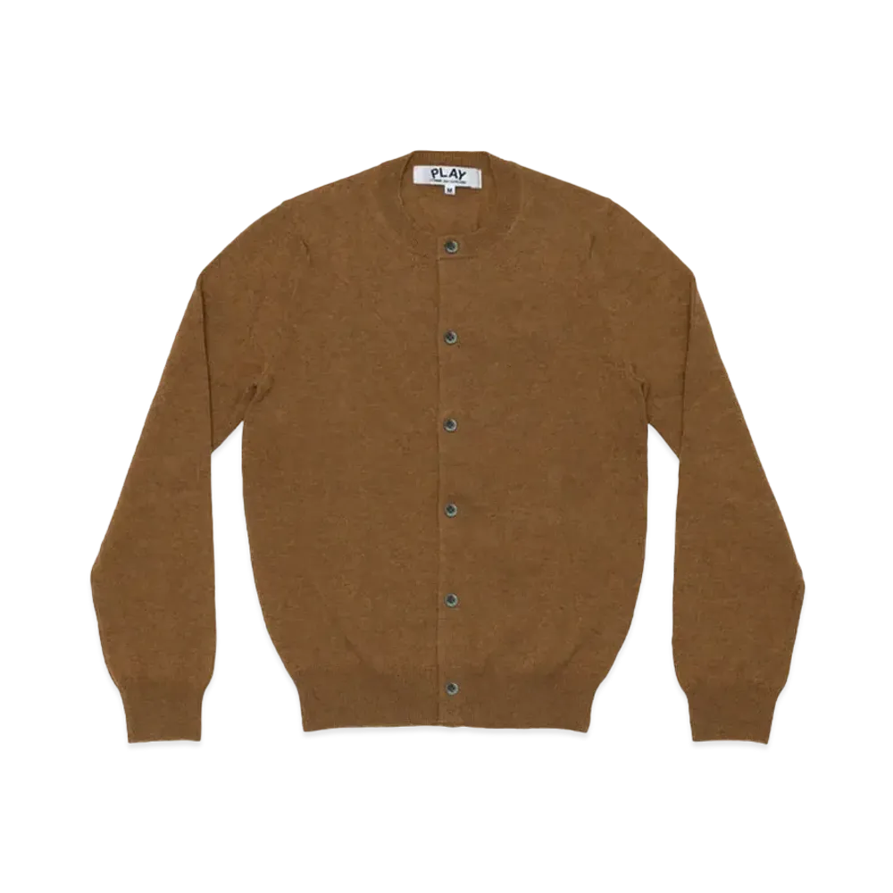 PLAY COMME des GARCONS Unisex Round Neck Cardigan With Small Emblem AX-N091-051 "Light Brown"