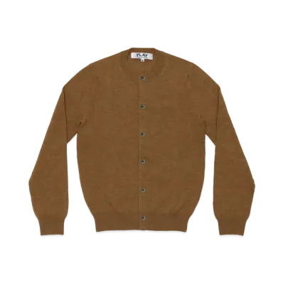PLAY COMME des GARCONS Unisex Round Neck Cardigan With Small Emblem AX-N091-051 "Light Brown"