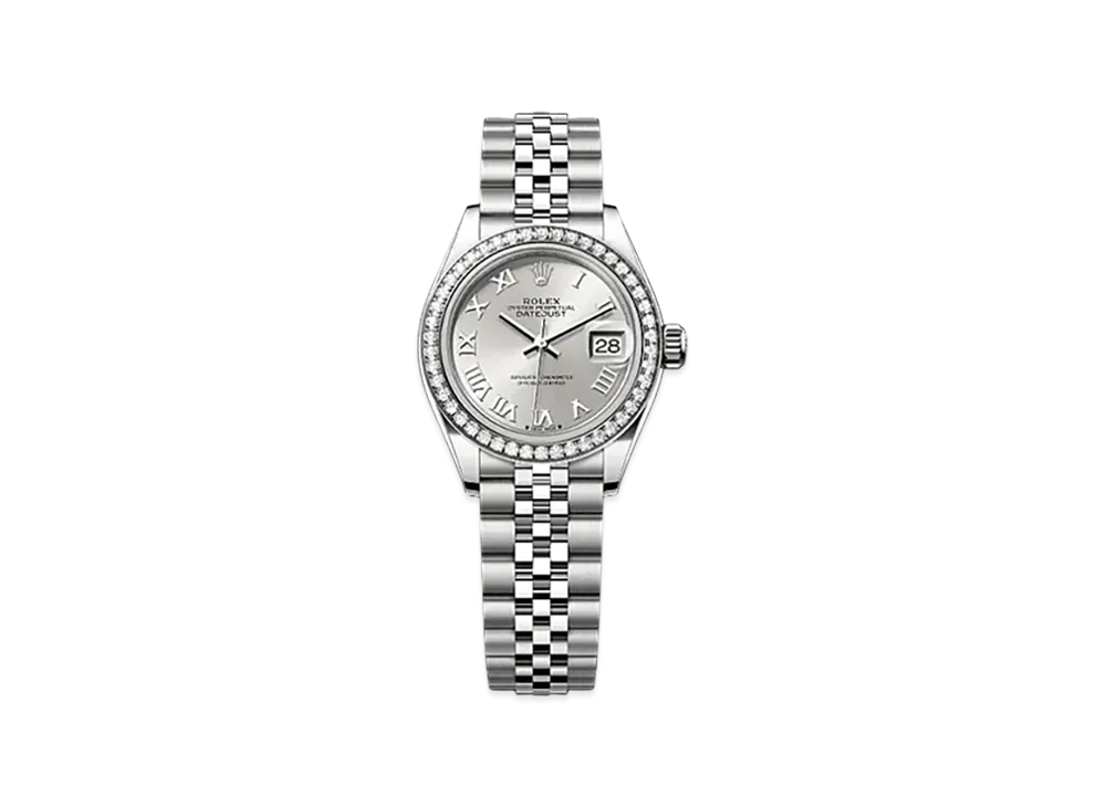 ROLEX Lady-Datejust 28mm Oystersteel & White Gold Diamond 279384RBR "Silver"