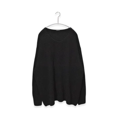 COMOLI Garment Dyed Cashmere V-Neck Knit "Black"