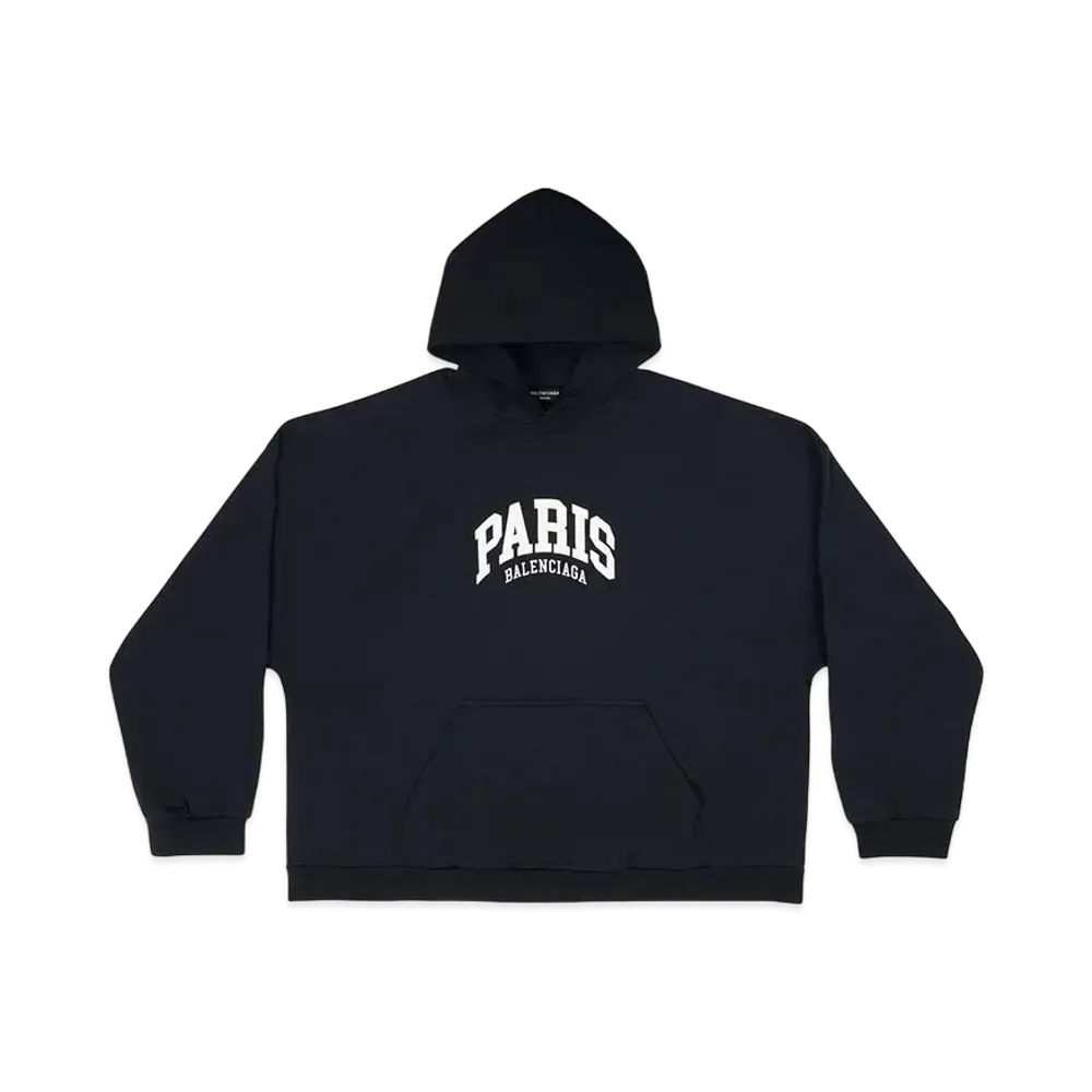 BALENCIAGA MENS Cities Paris Hoodie Wide Fit "Black"