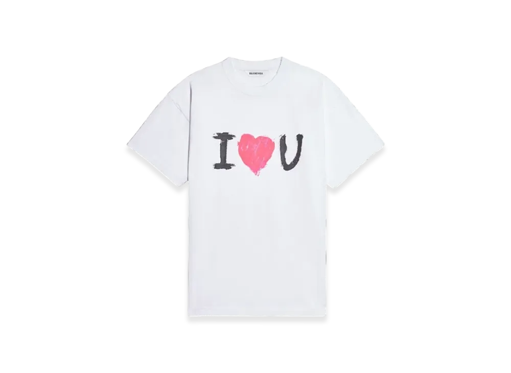 BALENCIAGA Women's I Love U Medium Fit T-Shirt "White"