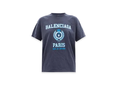 BALENCIAGA Women's College 1917 Medium Fit T-Shirt "Blue"