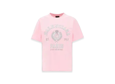 BALENCIAGA Women's Logo Print T-Shirt "Light Pink"