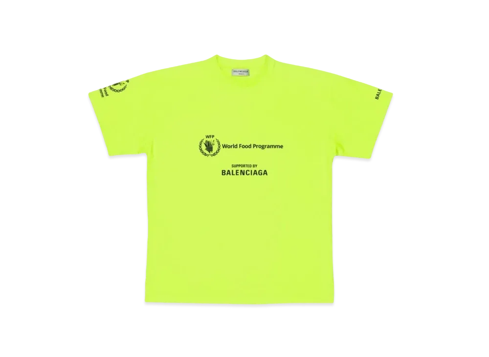 BALENCIAGA Women's Neon WFP T-shirt Medium Fit "Yellow"