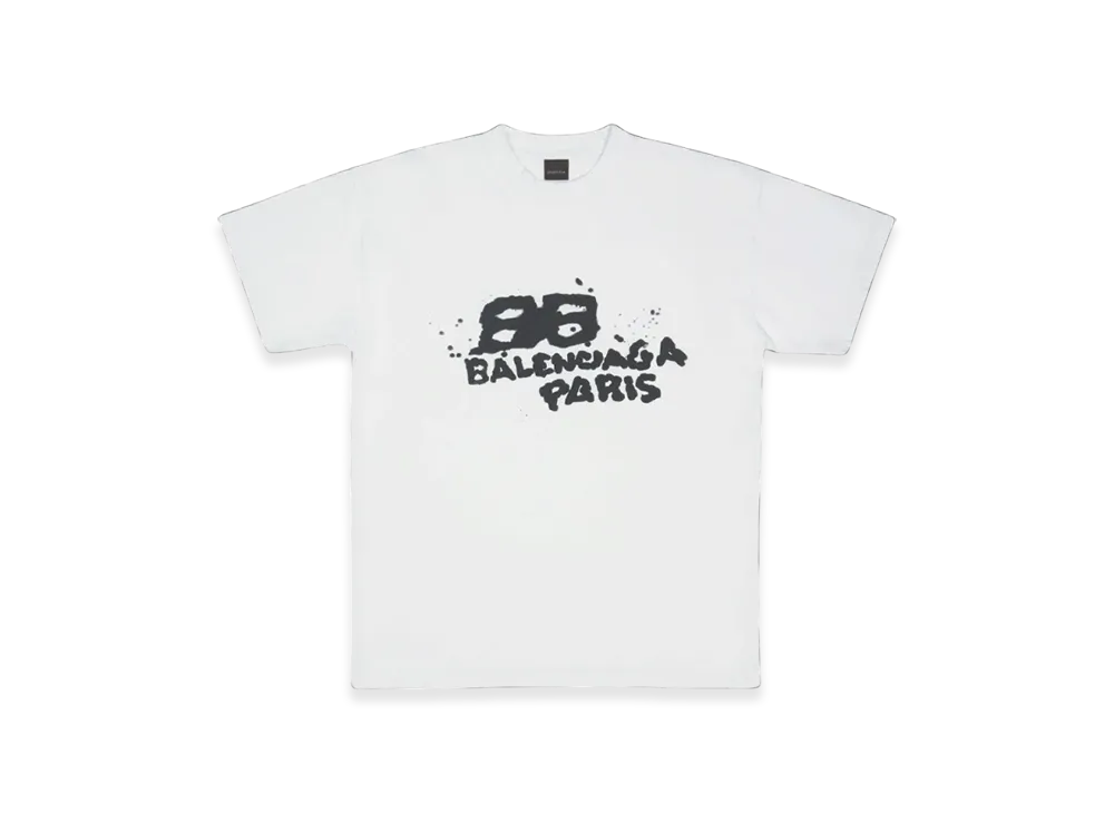 BALENCIAGA Women's Hand Drawn BB Icon Medium Fit T-Shirt "White"