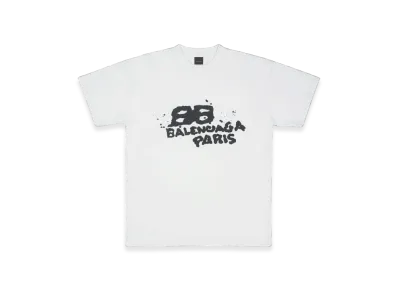 BALENCIAGA Women's Hand Drawn BB Icon Medium Fit T-Shirt "White"