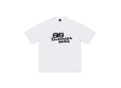 BALENCIAGA Hand-Drawn BB Icon T-shirt Medium Fit "White"