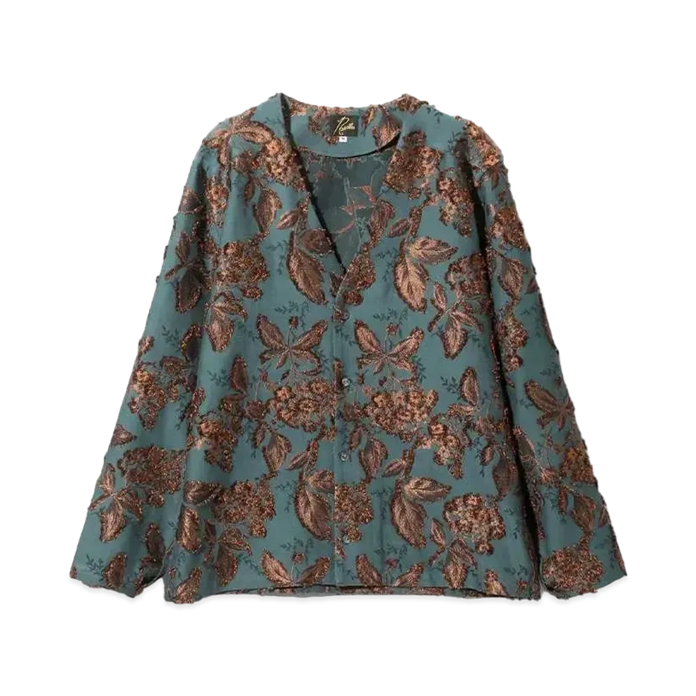 Needles V Neck Shirt Flower Cut JQ "Green"