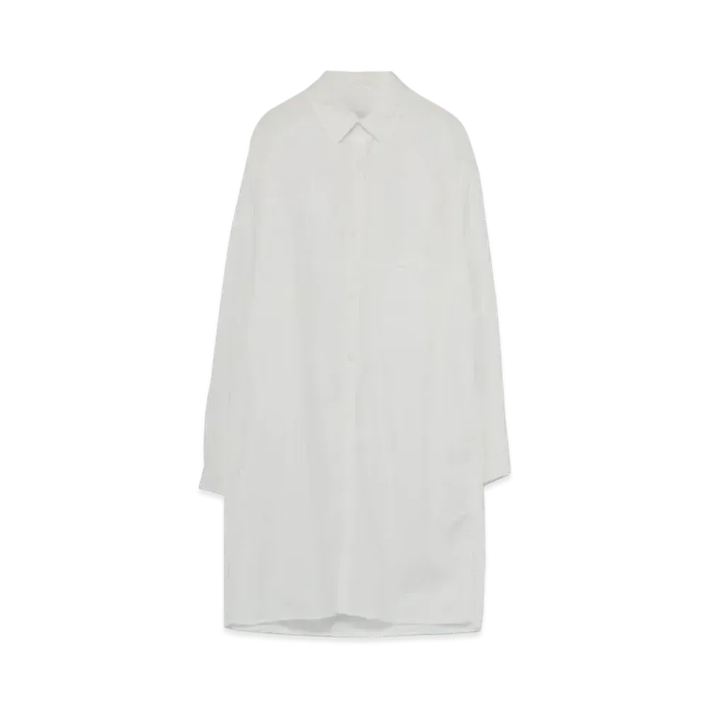 Yohji Yamamoto Pour Homme COTTON BROAD CHAIN STITCH LEFT BREAST PATCH POCKET BLOUSE "White"