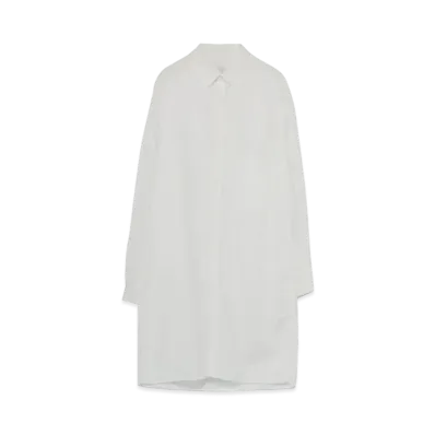 Yohji Yamamoto Pour Homme COTTON BROAD CHAIN STITCH LEFT BREAST PATCH POCKET BLOUSE "White"