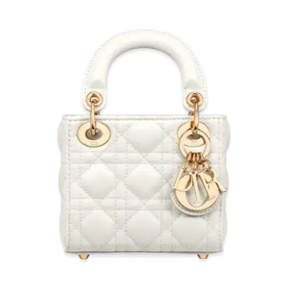 Dior Lady Dior Micro Bag Canage Skin "White"