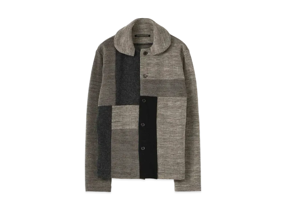 Yohji Yamamoto Y's GLEN CHECK PATCHWORK CARDIGAN B "Ivory"
