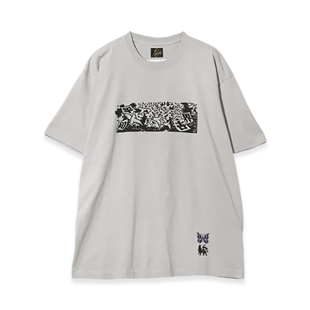 NEEDLES x Sasquatchfabrix. Slowgun Tee "Peace To World" "Gray"