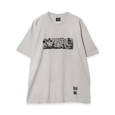 NEEDLES x Sasquatchfabrix. Slowgun Tee "Peace To World" "Gray"