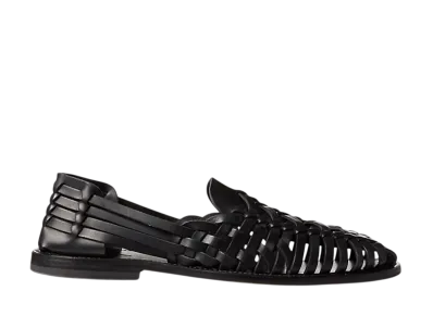 Ralph Lauren Purple Label Handwoven Leather Sandal "Black"