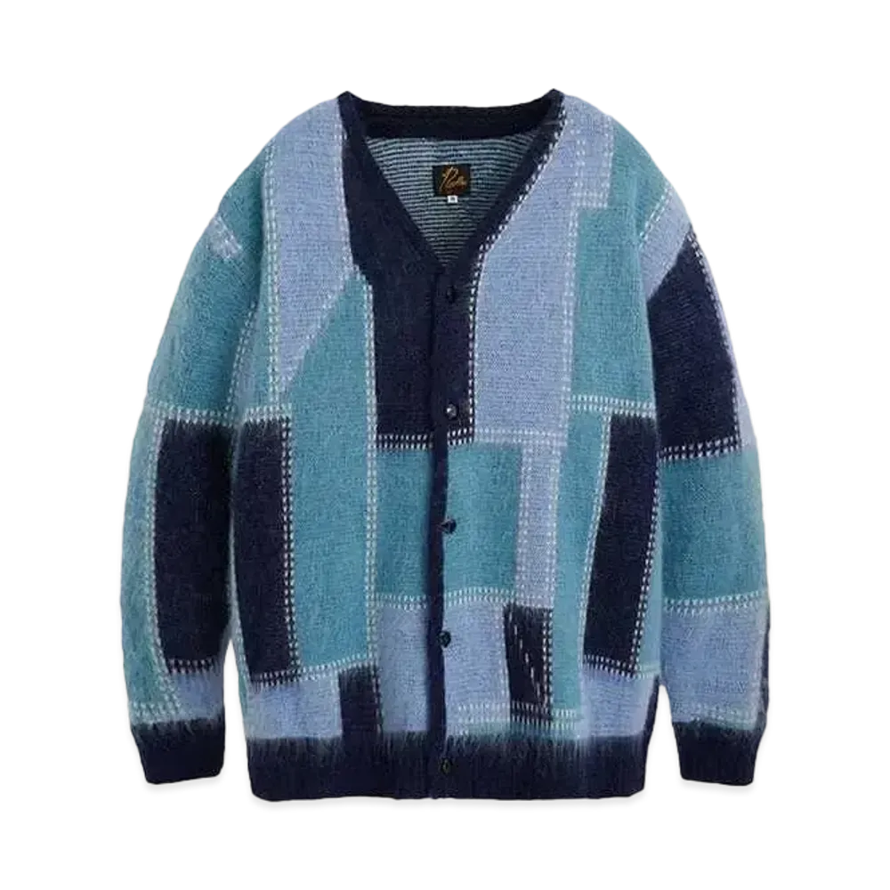 Needles STUDIOUS Mohair Cardigan - Patchwork Motif "Blue"
