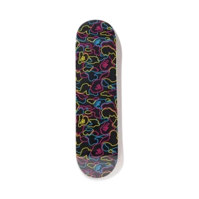 A BATHING APE Neon Camo Skateboard "Black"