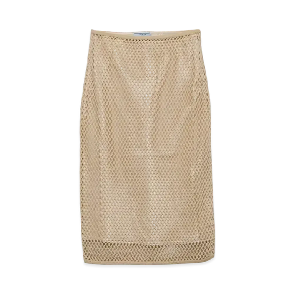 PRADA Women's Cotton Mesh Skirt "Beige"