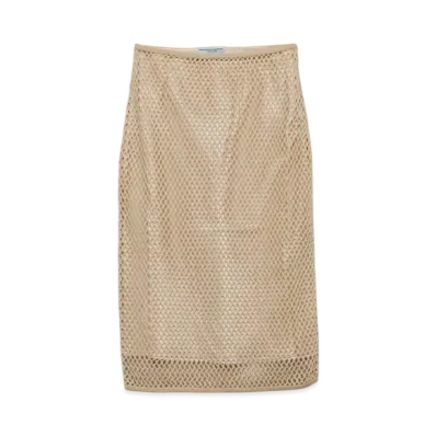 PRADA Women's Cotton Mesh Skirt "Beige"