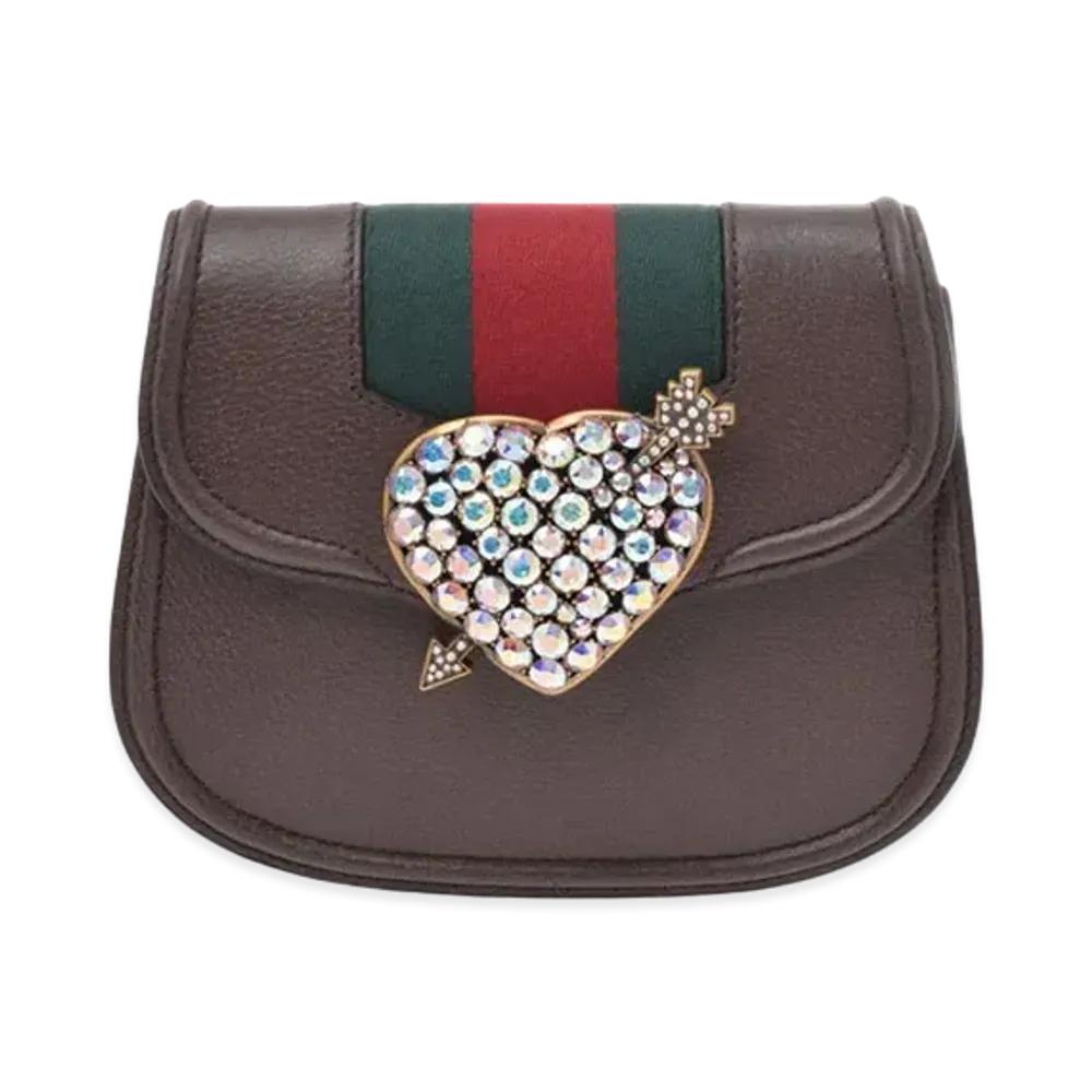 GUCCI Totem Crystal Heart Shoulder Bag ”Brown”