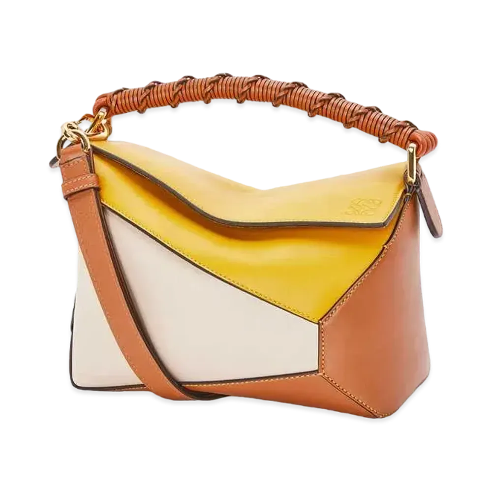 LOEWE Small Puzzle Edge Bag In Nappa Calfskin "Mustard/Light Oat"