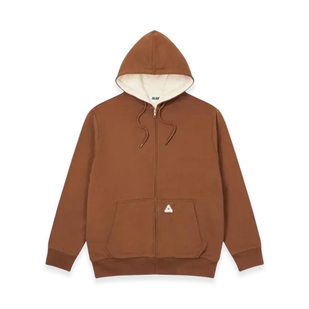 PALACE Patch Thermal Zip Hood "Brown"