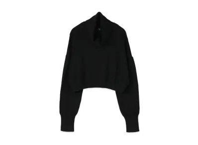 Yohji Yamamoto Y's COTTON KINIT DOUBLE COLLAR PULLOVER "Black"