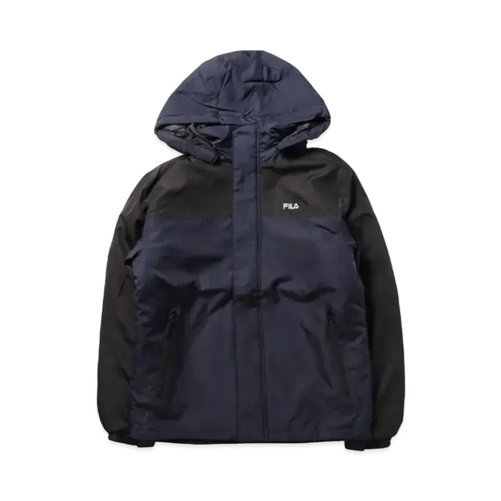 FILA One-Point Logo Embroidery Color Scheme Switching Aluminum Coating Filling Eco Down Jacket Outerwear "Navy"