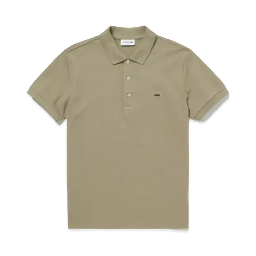 LACOSTE Slim Fit Solid Short Sleep Polo Shirt "Beige"
