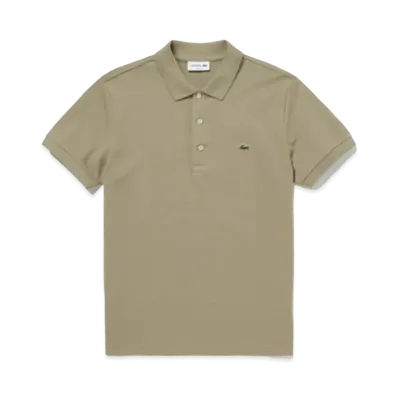 LACOSTE Slim Fit Solid Short Sleep Polo Shirt "Beige"