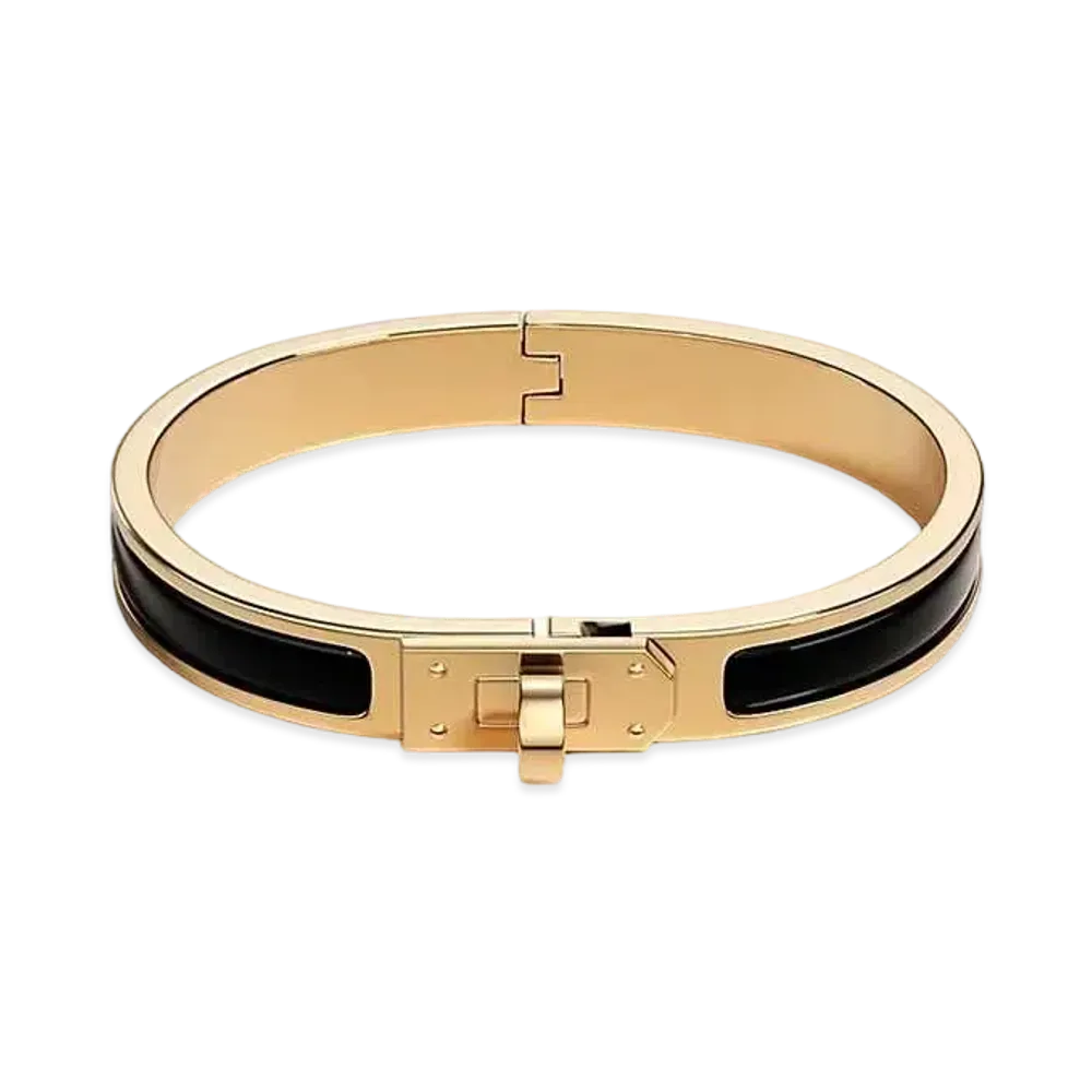 Hermes Mini Clic Kelly Bracelet "Noir/Gold"