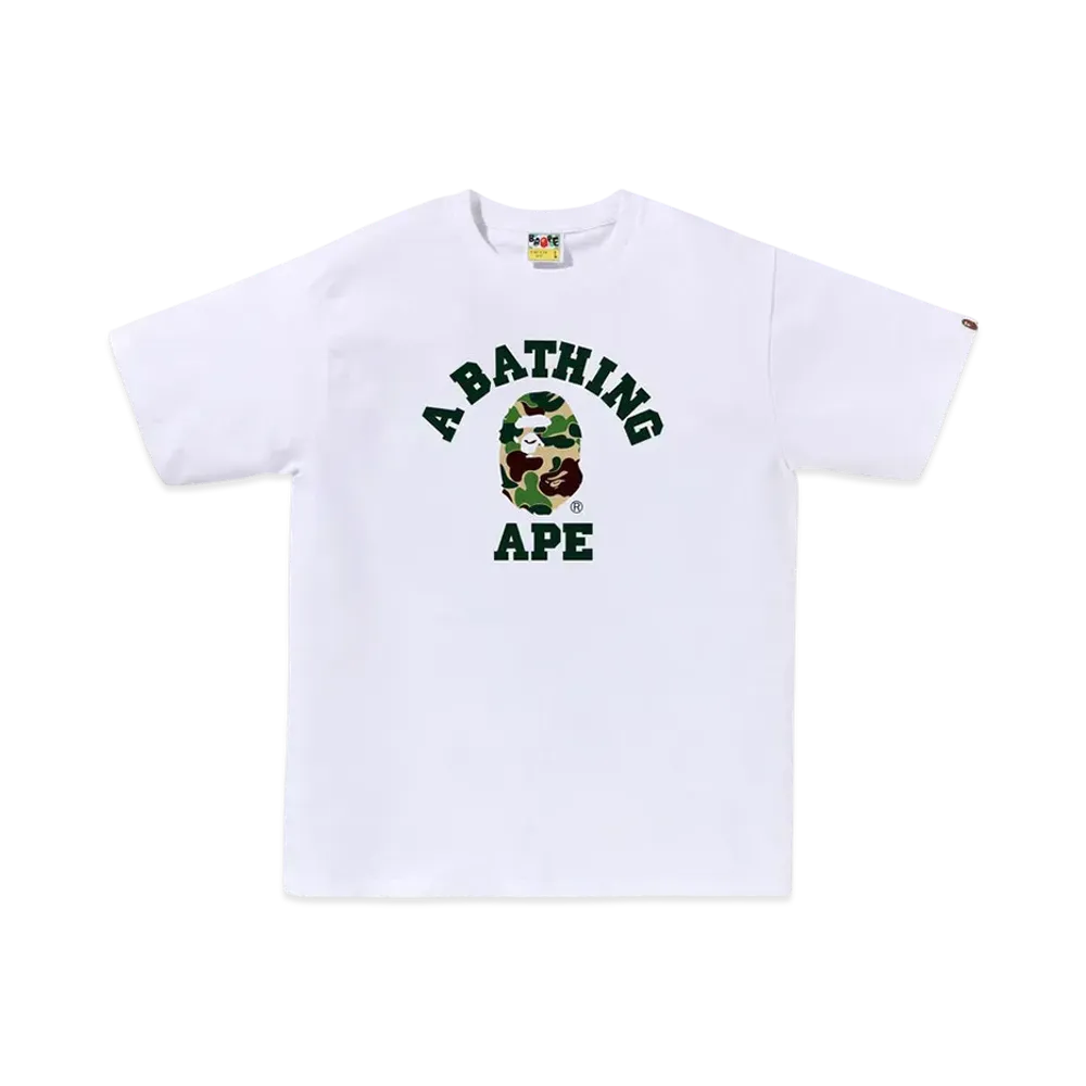 A BATHING APE Abc Camo College Tee "White/Green"