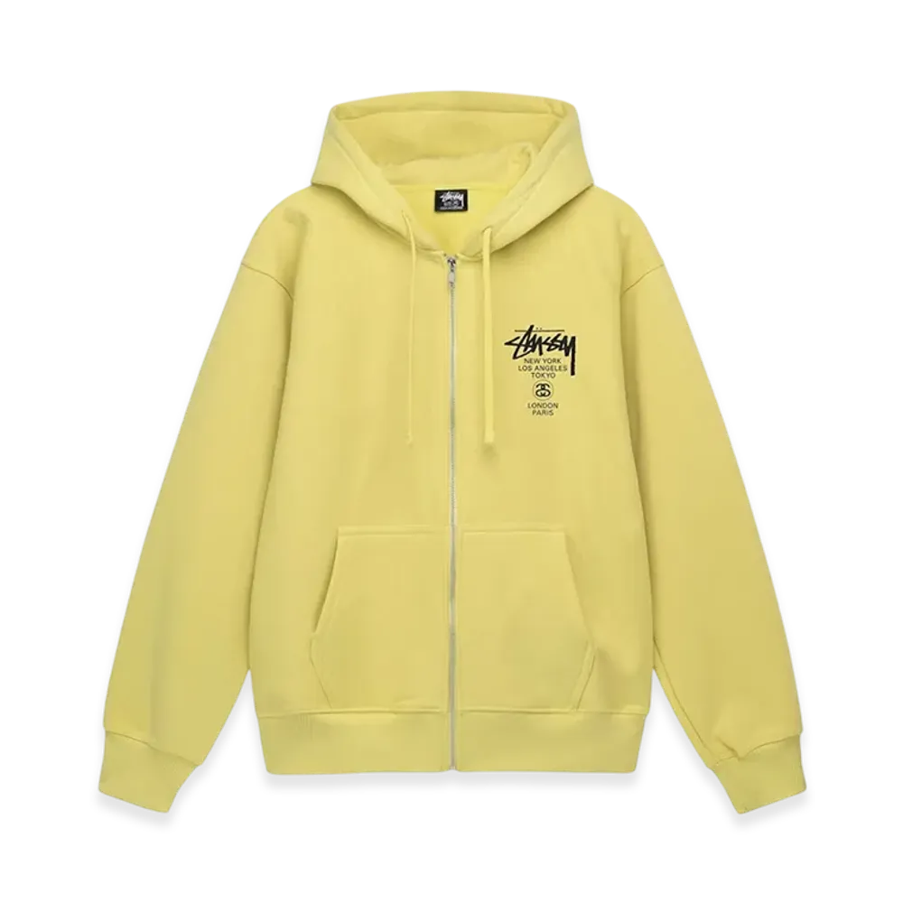 Stussy World Tour Zip Hoodie 2022 "Yellow"