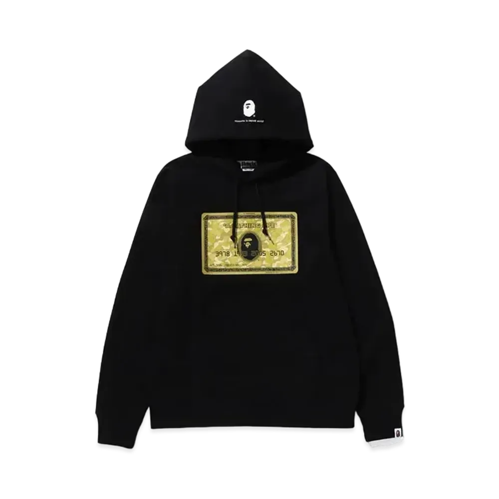 A BATHING APE Bape Card Pullover Hoodie "Black/Gold"