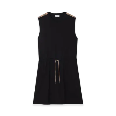 Burberry Women's Check Trim Cotton Jersey Dress "Black"