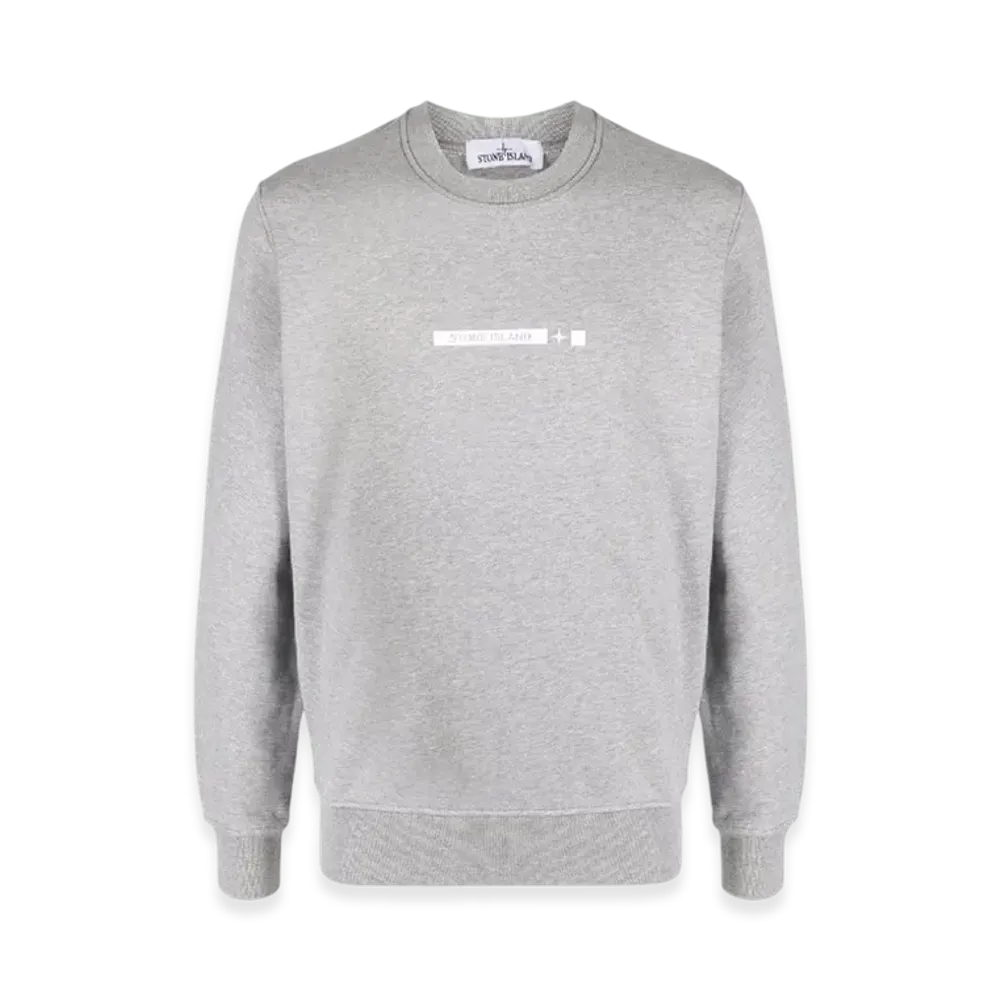 Stone Island 63085 Logo Print Cotton Sweatshirt - 22SS "Melange Grey"